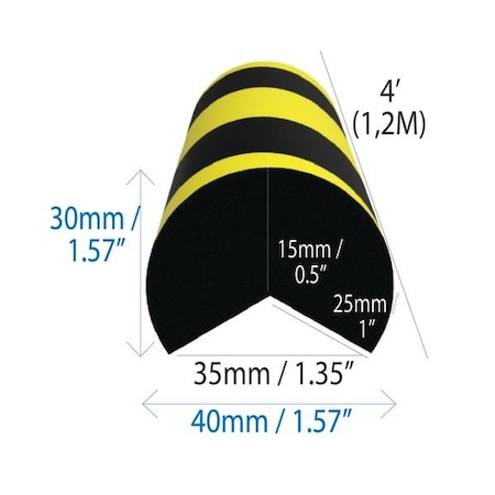 Ergomat Round Corner Bumper Black/Yellow Hazard RCB120-BK/Y